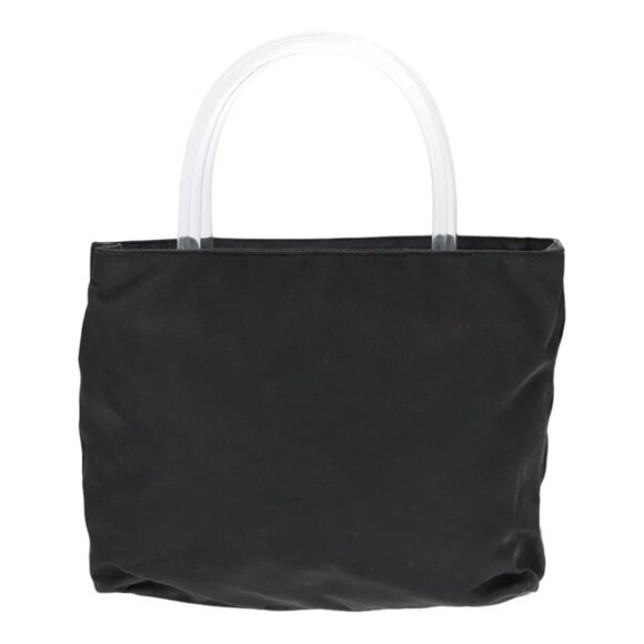 PRADA Hand Bag Nylon Plastic Black Clear Silver Auth 92116 - Picture 1 of 14